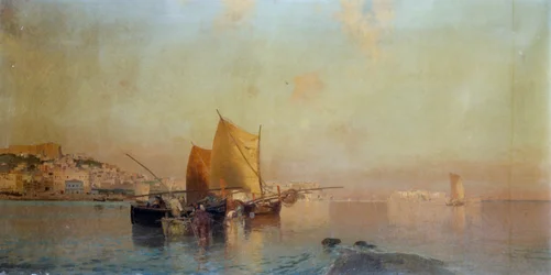 Port de Naples avec des bateaux