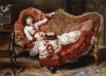 Une dame élégante en robe rouge