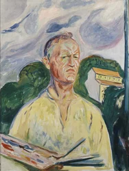 Autoportrait à la palette par Edvard Munch