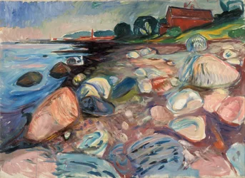 Rivage avec maison rouge