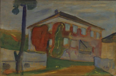 Maison avec vigne vierge rouge, vers 1900