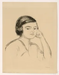 Jeune femme (jeune femme la main sur la joue ; jeune fille le bras appuyé)