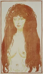 Femme nue aux cheveux roux et aux yeux verts, nu debout aux cheveux roux, vers 1901
