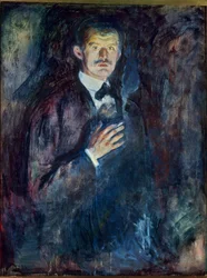 Autoportrait avec cigarette (huile sur toile)