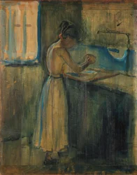 Jeune femme se lavant