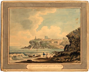 Château de Tynemouth depuis le nord, début du 19e siècle