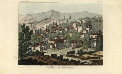 Vue du village de Portaria, Thessalie, Grèce