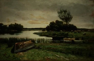 Lac avec barques à rames