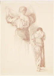 Études de draperie féminine, études de draperie féminine vues de dos