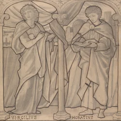 Conception préparatoire pour une fenêtre en vitrail, Virgile et Horace
