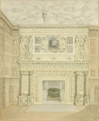 Cheminée, Grande Salle de Chêne, Red Lodge