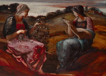 Deux personnages dans un paysage (huile sur toile)