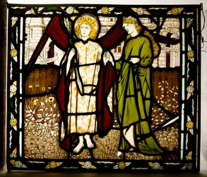 Amor et Alcestis, panneau de Morris & Co. de la "Légende des bonnes femmes" par Geoffrey Chaucer, 1864