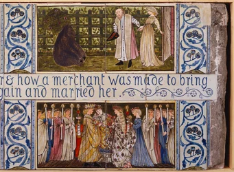 Panneau de carreaux de La Belle et la Bête, Morris, Marshall, Faulkner & Co., vers 1867