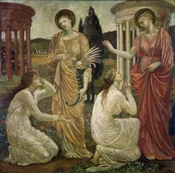 Cupidon et Psyché - Fresques de Palace Green - Psyché aux sanctuaires de Junon et Cérès, 1881