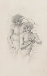 Étude de deux nus masculins pour «Arthur à Avalon», vers 1885