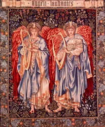 Angeli Laudantes, tapisserie conçue par Henry Dearle avec des figures d