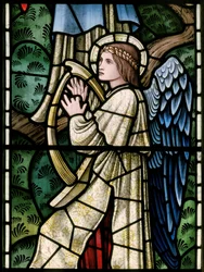 Wilden, All Saints, Morris & Co., Edward Burne-Jones, John Henry Dearle, Angels Of Paradise, Angel Musicians (détail)