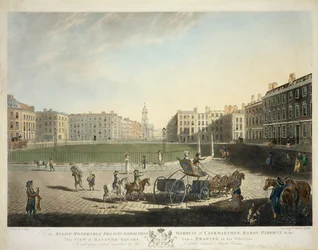 Hanover Square, gravé par Robert Pollard (1755-1838) et Francis Jukes (1747-1812) 1787