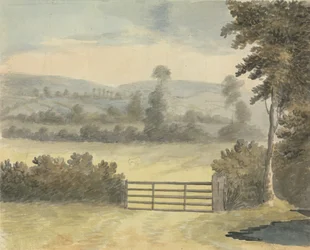 Paysage avec portail de pâturage