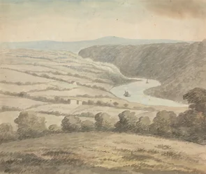 Paysage fluvial avec bateaux
