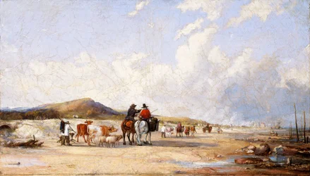 Traversée des sables vers le marché de Swansea, vers 1850