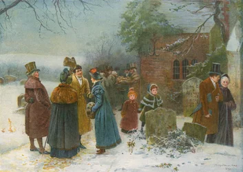 Matin de Noël : salutations de voisinage et dons aux pauvres et aux nécessiteux