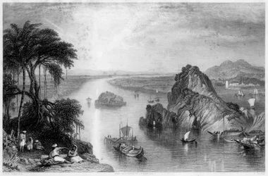Rochers à Colgong sur le Gange, Inde