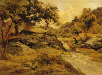 Sur la route de Llyn Elsi, vers 1885 (huile sur carton)