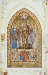 Conception pour la mosaïque de Saint Georges avec études marginales