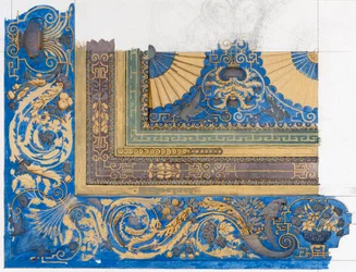 Design pour le plafond central de la salle de billard à Wortley Hall