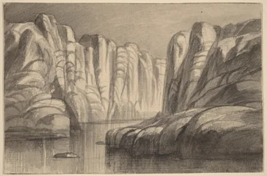 Rivière serpentant à travers une formation rocheuse (Philae, Égypte)