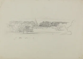 Vue sur une église à travers une prairie