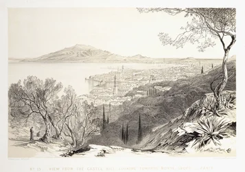 Vue depuis la colline du château, en direction du mont Skopo, Zante, 1863