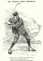 Caricature de Punch : Arthur Balfour, homme politique conservateur britannique et Premier ministre (gravure)