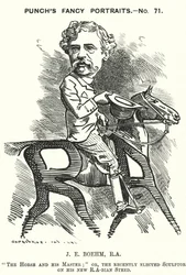 Caricature de Joseph Edgar Boehm, sculpteur anglais (gravure)