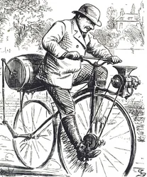 Dessin humoristique représentant un vélo moulin à café