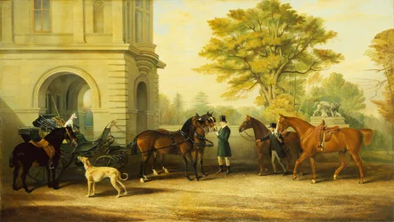 Le phaéton favori de Lady Williams Wynn, poneys, chevaux et chiens