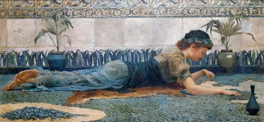 "La mosaique bleue" (Blue Mosaic) Une jeune femme dans un decor a l