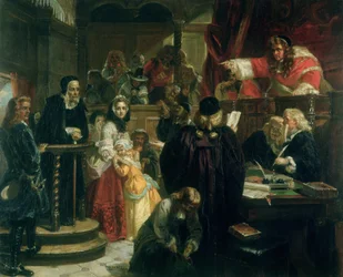 Le juge Jeffries (1648-89) insultant Richard Baxter (1615-91) lors de son procès