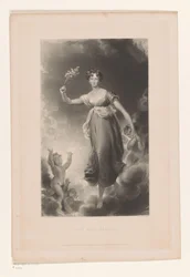 Anges et une femme avec une branche de rosée