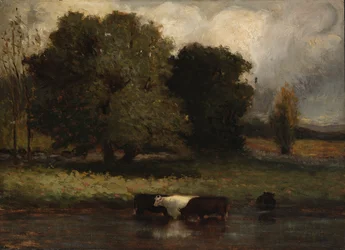 Sans titre (Quatre vaches pataugeant dans un étang)