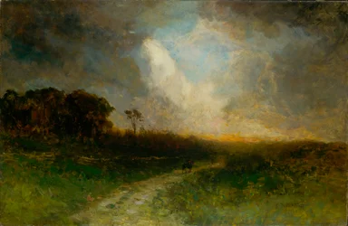 Sans titre (paysage, homme à cheval)