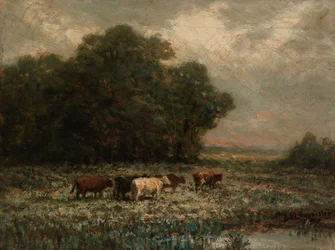 Sans titre (paysage avec du bétail au pâturage)
