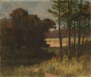 Sans titre (paysage avec arbres et femme)