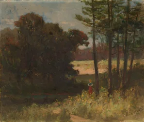 Paysage sans titre avec arbres et femme, 1894