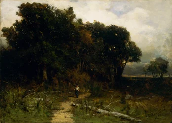 Paysage sans titre, bûcheron sur le chemin, 1879