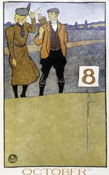 Couple jouant au golf - dans "Golf Calendar" par Edward Penfield, éd. 1899