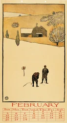 Calendrier de golf. Février - Œuvre de Edward Penfield (1866-1925) - 1899