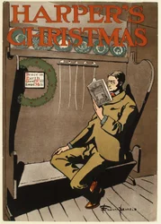 Homme en costume brun assis sur un banc, Harper